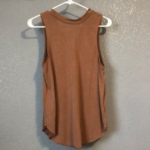 Brown High-neck Suede Tank